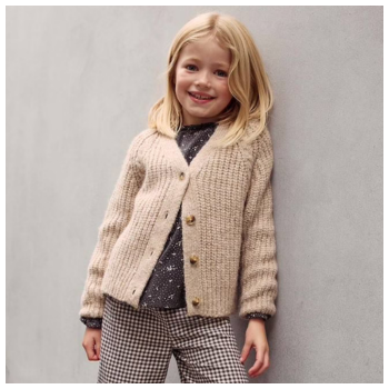  Mädchen Strickjacke mit Knopfverschluss - camel 